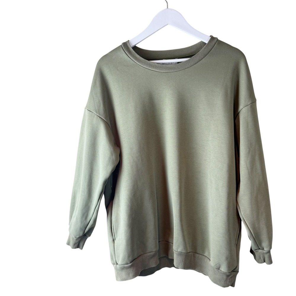 SUPESU Women's Crew Neck Long Sleeve Sweatshirt Olive‎ Green Size L
